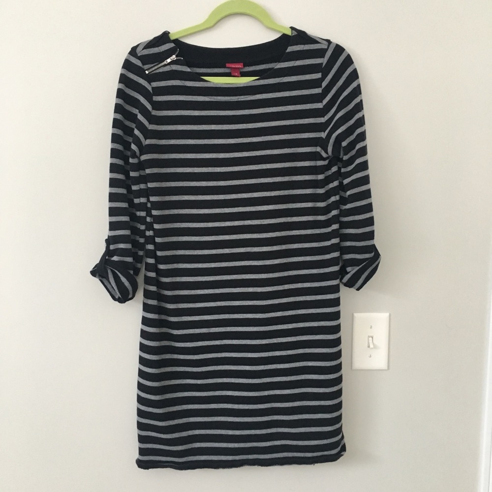 Gray and black stripe dress